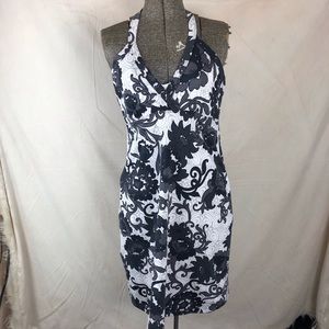 Title Nine blk n white flowers halter active dress
